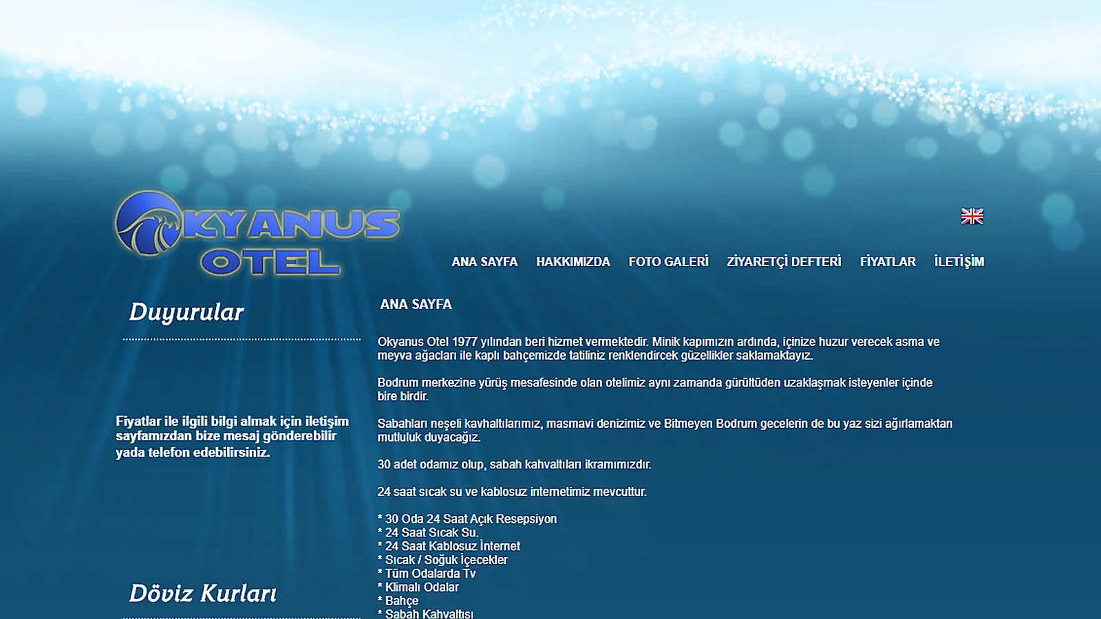 Okyanus Otel web sitesi